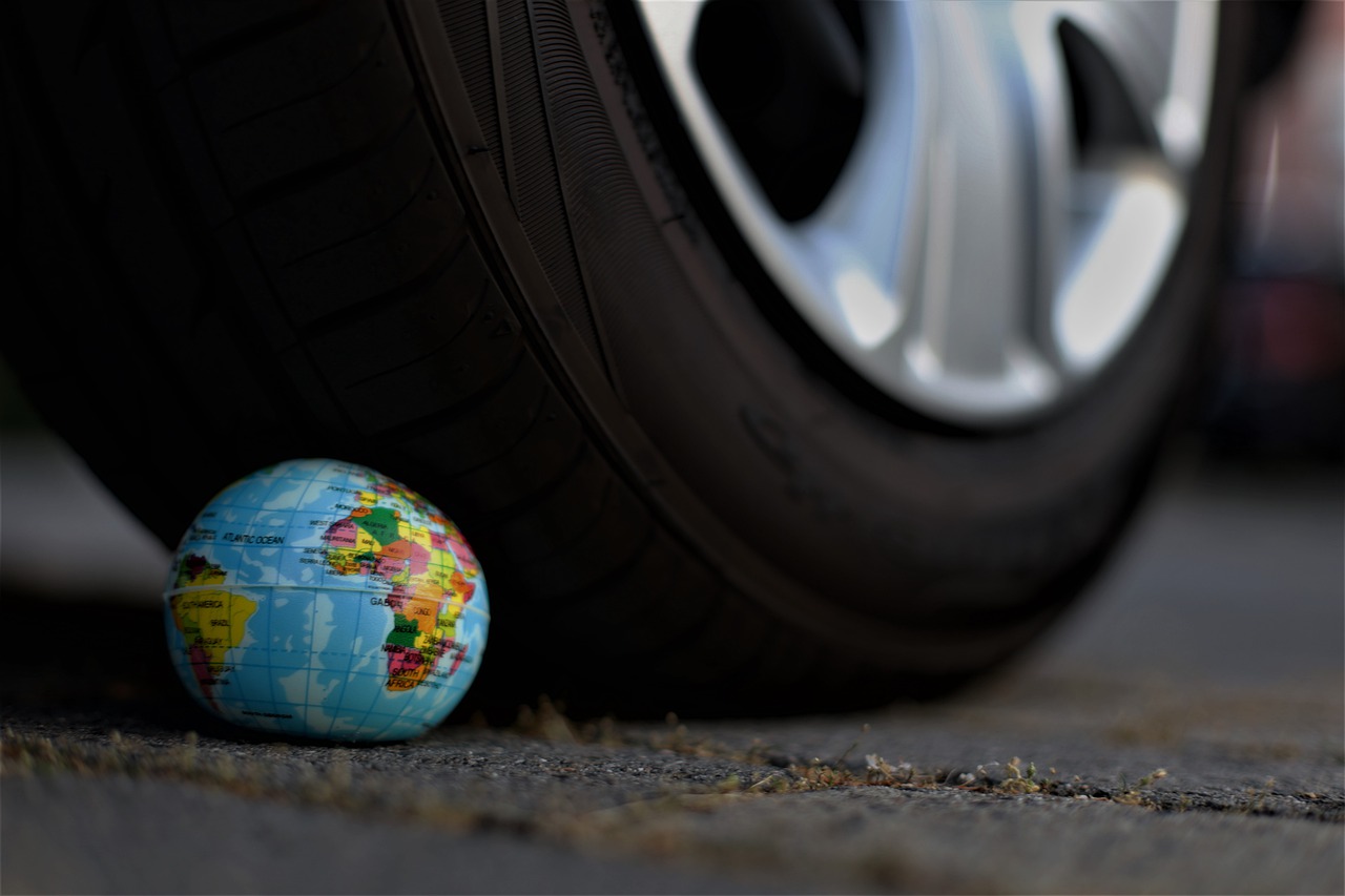 globe under a tire